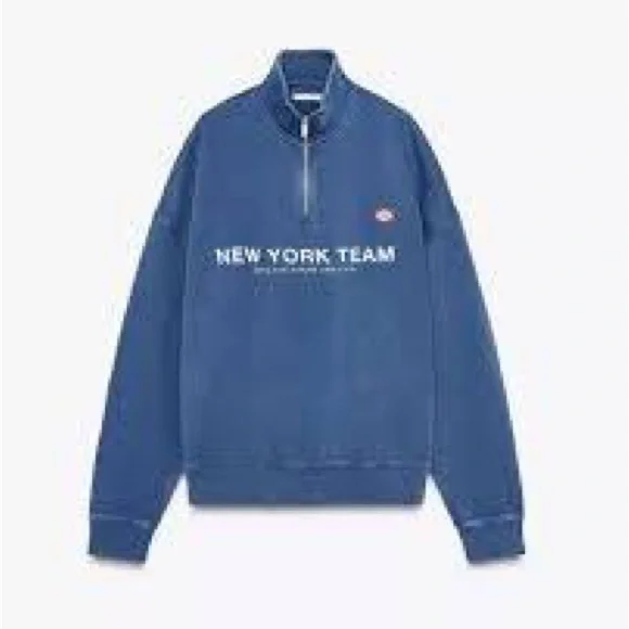 Zara Light Blue Ribbed Collar Pullover - Picture 2 of 9